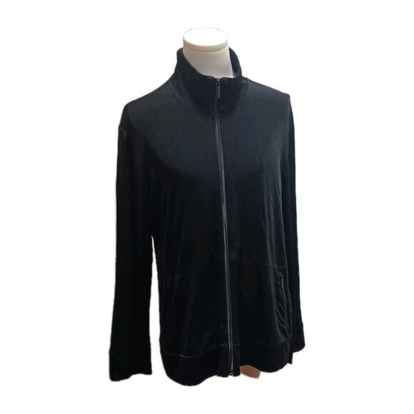 Chico's Travelers Black Full Zip-up Jacket With Zipper Pockets Size Large - Picture 1 of 9